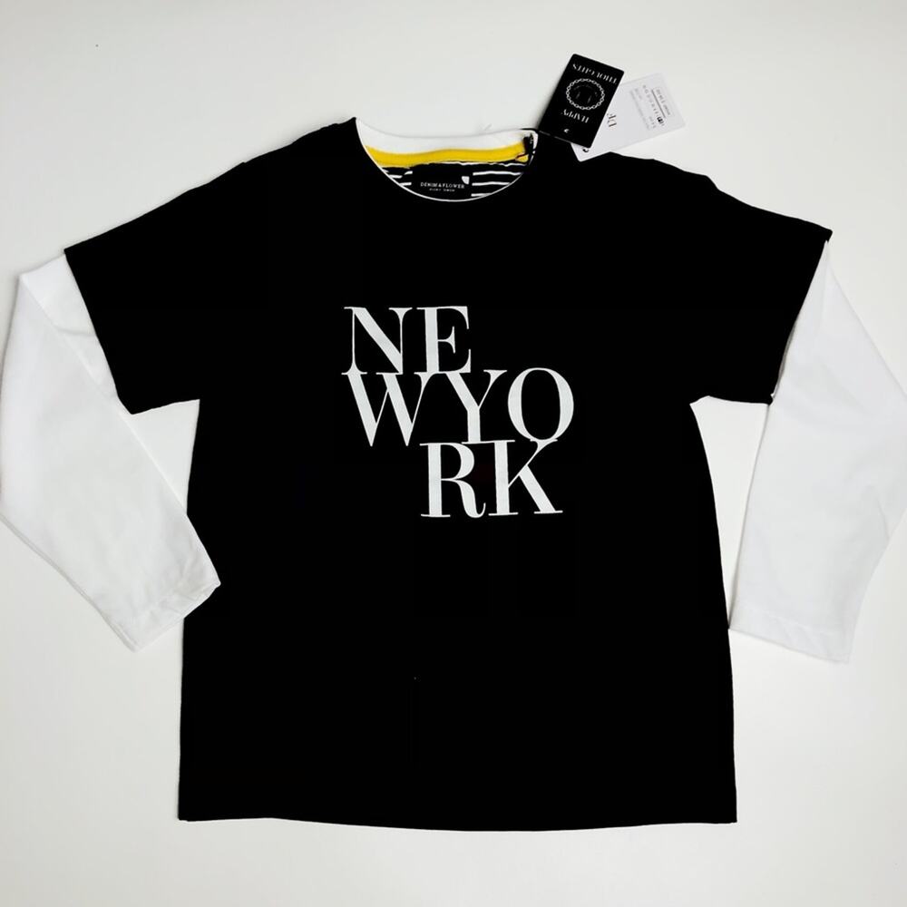 Happy Thoughts Boy's Long Sleeve NEW YORK Graphic Logo Shirt Sz 5/6